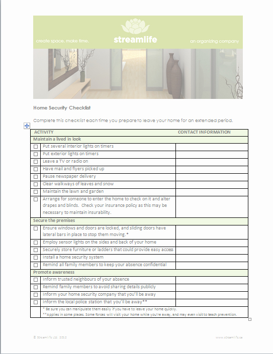 Building Security Checklist Template Unique Home Security Checklist Keep Thieves at Bay while You Re