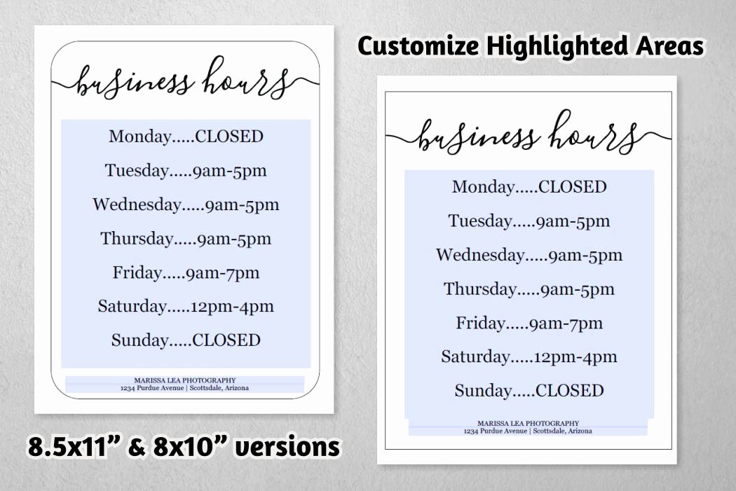 Business Hours Sign Template Awesome Business Hours Sign Printable Template Hours Of