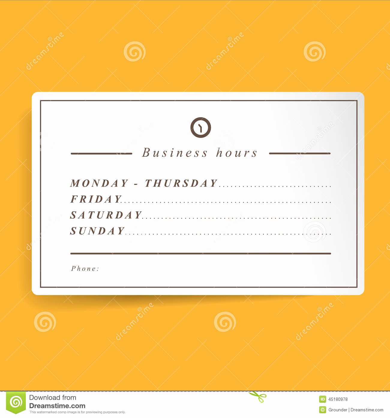 Business Hours Sign Template Awesome Business Hours Template Stock Illustration Image