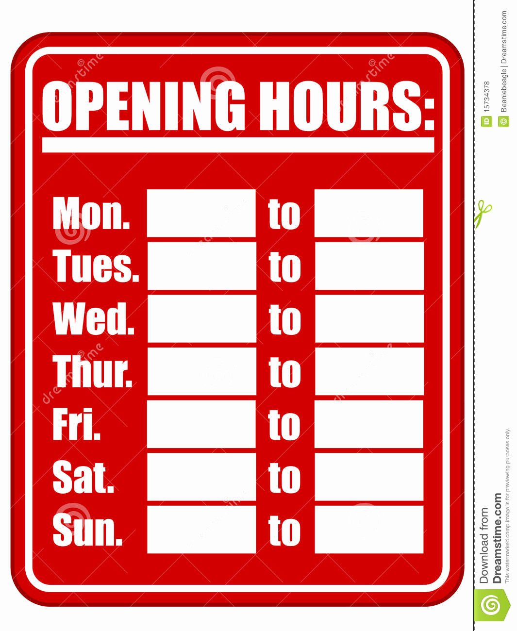 Business Hours Sign Template Awesome Opening Hours Sign Eps Stock Vector Illustration Of