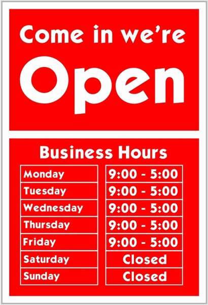 Business Hours Sign Template Elegant E In We Re Open Free Vector In Open Office Drawing Svg