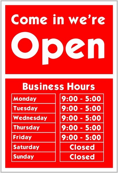 Business Hours Sign Template Elegant E In We Re Open Free Vector In Open Office Drawing Svg