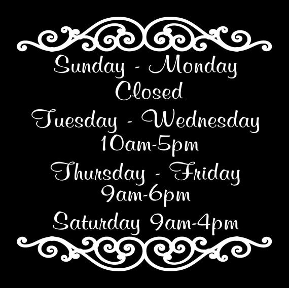 Business Hours Sign Template Free Best Of Store Hours Vinyl Decal Business Decal Custom Store Hours Sign