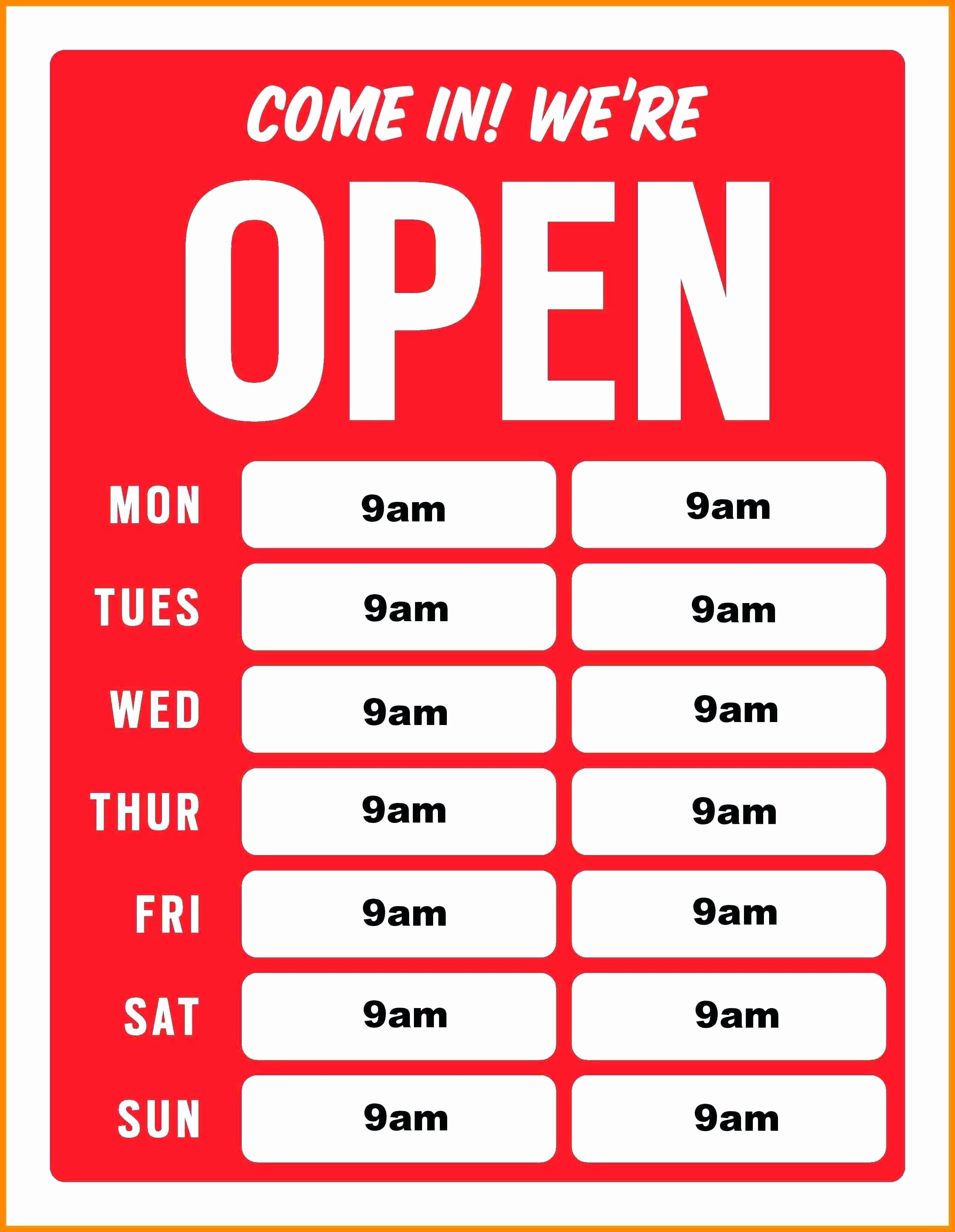 Business Hours Sign Template Free Inspirational Printable Business Hours Sign Template Best Printable