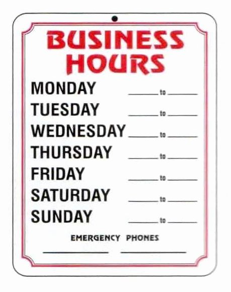 Business Hours Sign Template Free New Business Hours Template