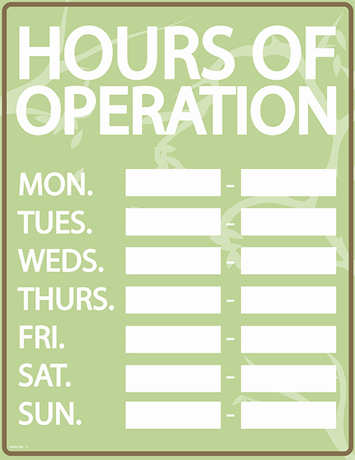 Business Hours Sign Template Fresh Hours Of Operation Sign Template