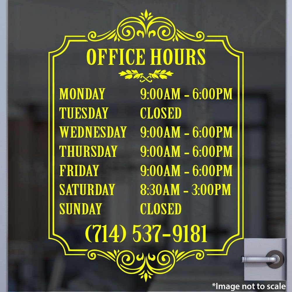 Business Hours Sign Template Inspirational Custom Yellow Business Hour Sign