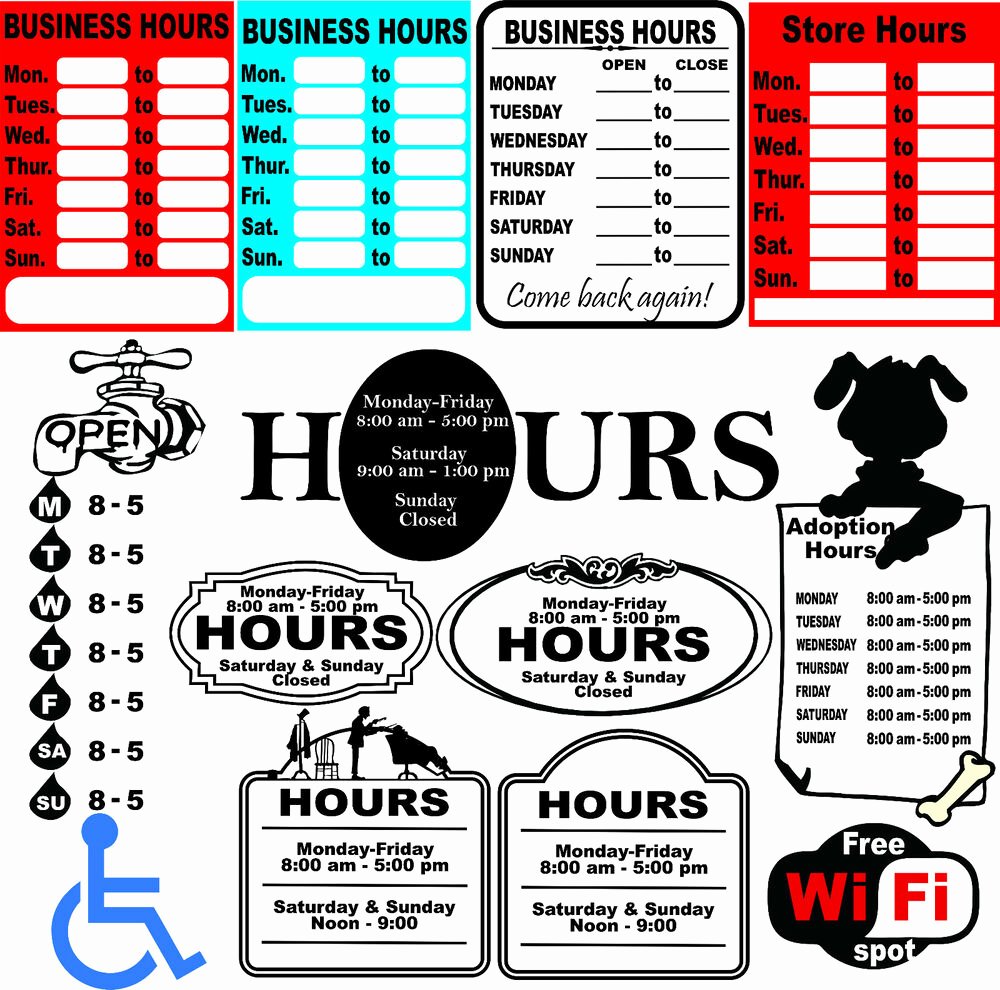 Business Hours Sign Template New 52 Business Hours Sign Templates Vector Clipart for Vinyl