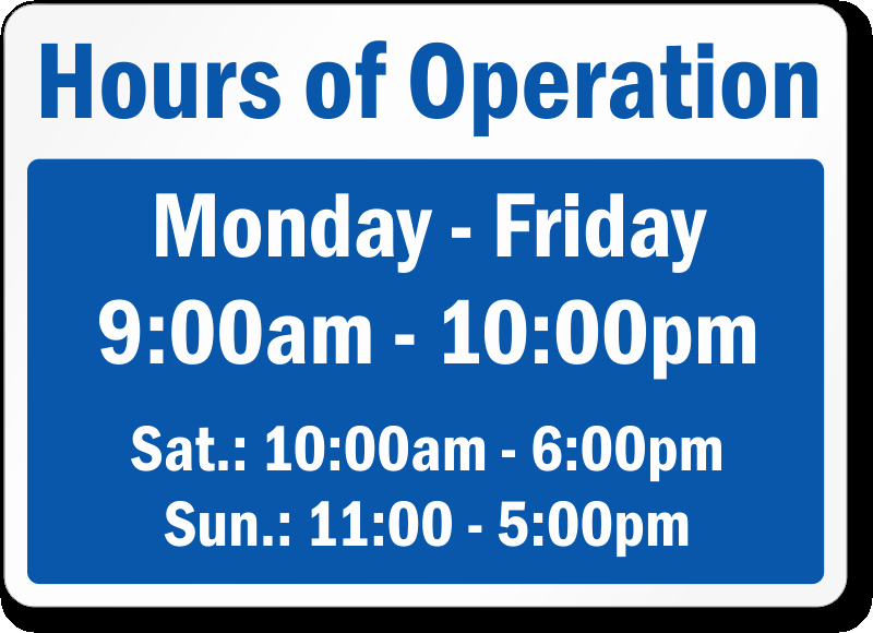 Business Hours Sign Template Unique Business Hours Signs