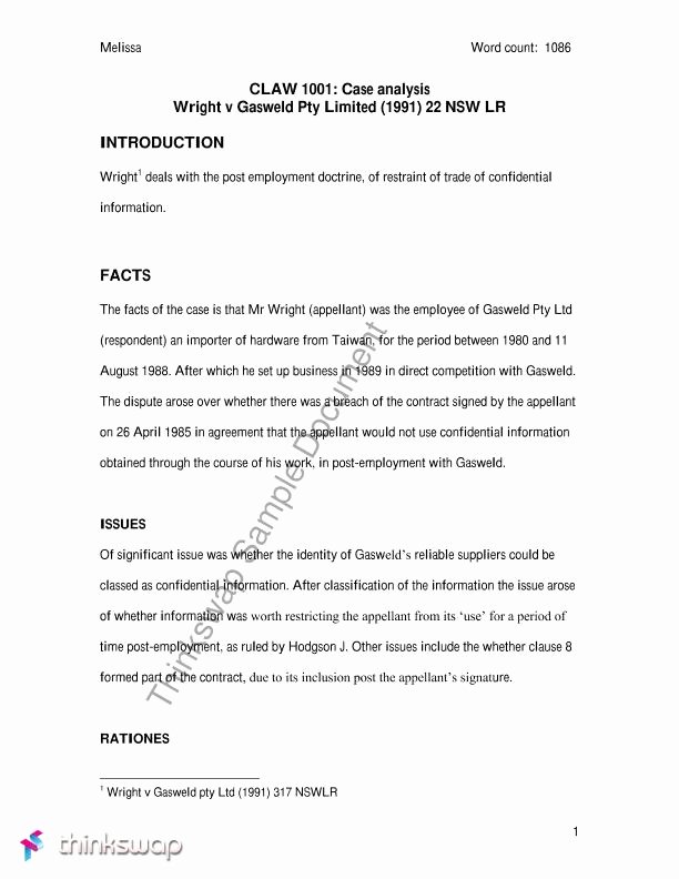 Business Law Case Study Examples Beautiful Wright V Gasweld Case Analysis