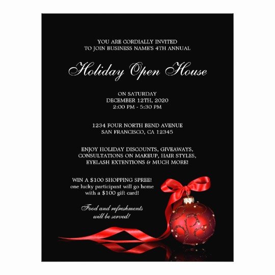 Business Open House Flyer Template New Business and Store Holiday Open House Flyer