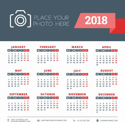 Business source Label Templates Best Of 2018 Business Calendar Template Vectors 02 Vector