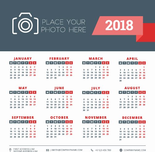 Business source Label Templates Best Of 2018 Business Calendar Template Vectors 02 Vector