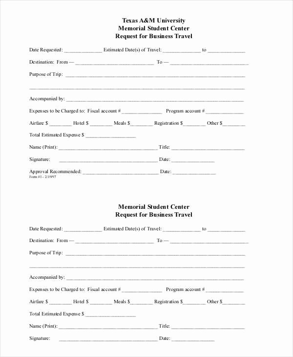 Business Travel Request form Beautiful Business Request Sample forms 9 Free Documents In Word Pdf