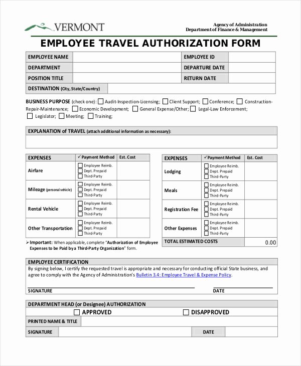 Business Travel Request form Beautiful Travel Authorization form 9 Free Documents In Pdf