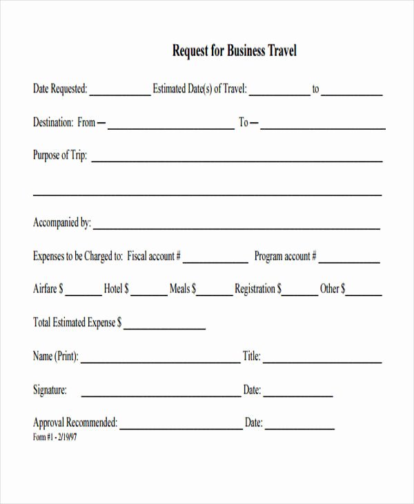 Business Travel Request form Beautiful Travel Request form Template