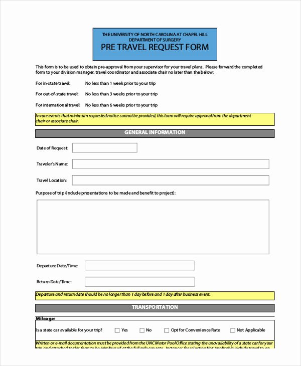 Business Travel Request form Elegant Sample Travel Request form