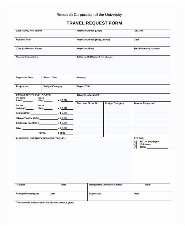 Business Travel Request form Fresh Travel Request form Template