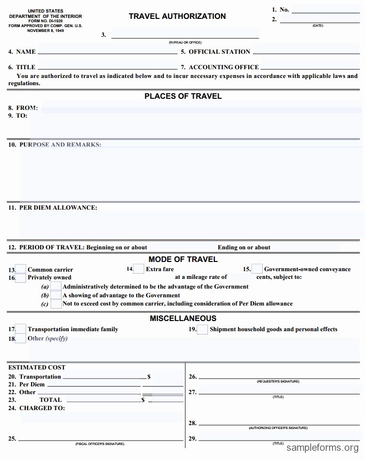 Business Travel Request form Template Elegant Travel Authorization form Sample forms