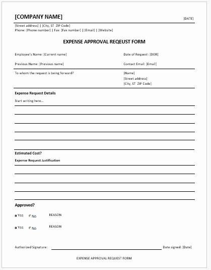 Business Travel Request form Template Inspirational Expense Approval Request forms Ms Word