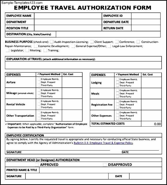 Business Travel Request form Template New 30 Of Travel Authorization form Template