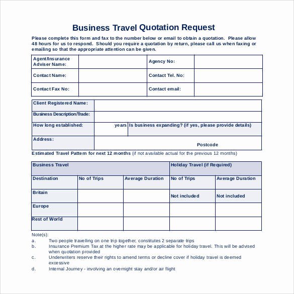 Business Travel Request form Unique 52 Quotation Templates Doc Pdf Excel