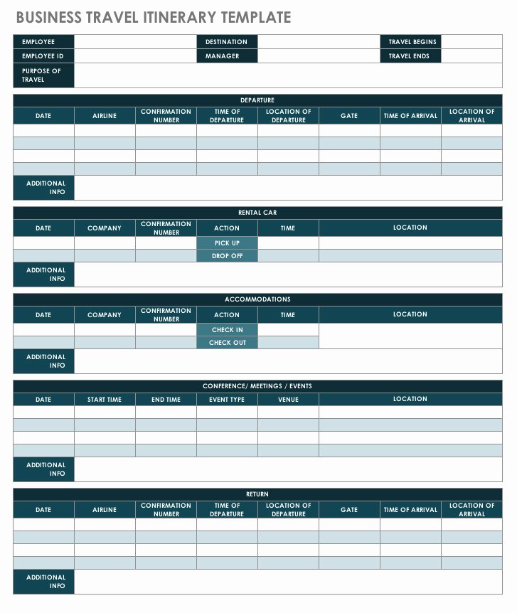 Business Trip Itinerary Template Awesome Free Itinerary Templates