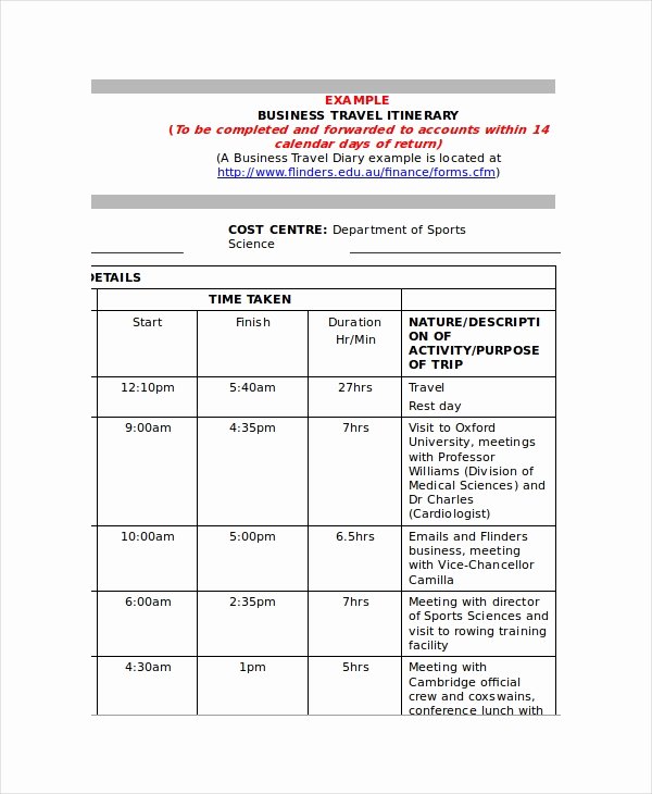 Business Trip Itinerary Template Beautiful 9 Itinerary Templates Free Sample Example format