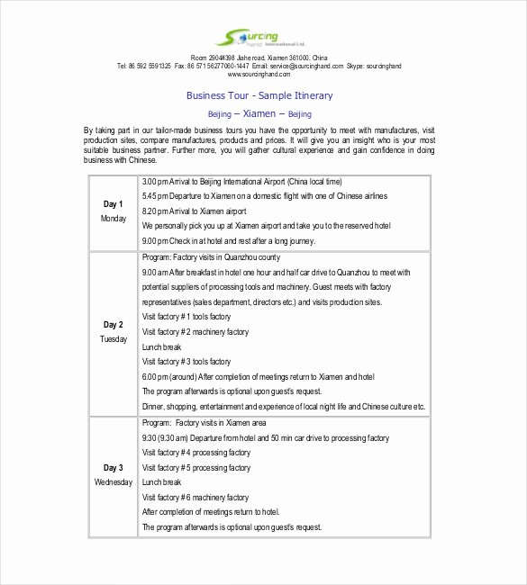 Business Trip Itinerary Template Best Of Itinerary Template – 15 Free Word Excel Pdf Documents