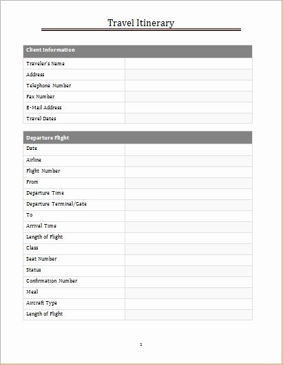 Business Trip Itinerary Template Best Of Trip Itinerary Templates for Family &amp; Business