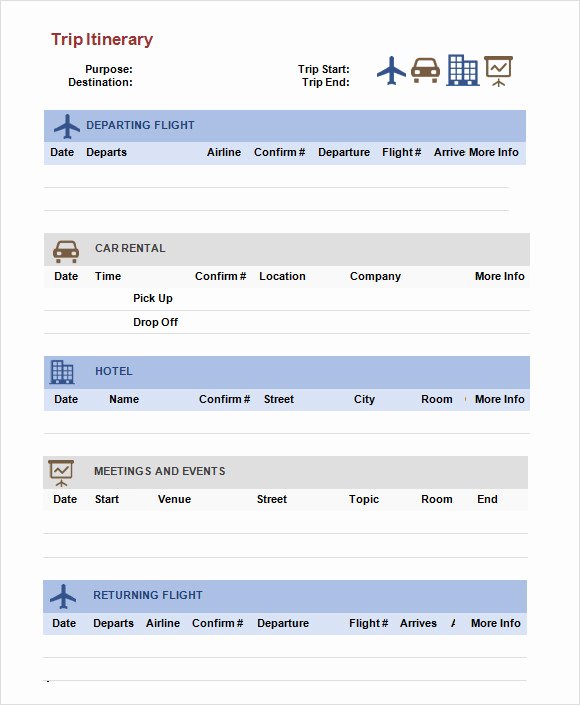 Business Trip Itinerary Template Inspirational Trip Itinerary Template 6 Download Free Documents In