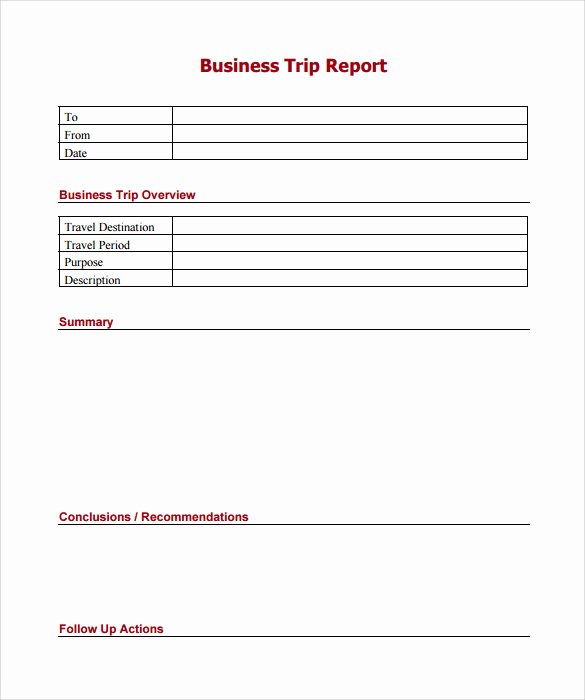 Business Trip Report Template Lovely Sample Trip Report 9 Documents In Pdf