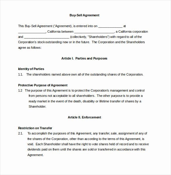 Buyout Agreement Template Elegant 24 Buy Sell Agreement Templates Word Pdf