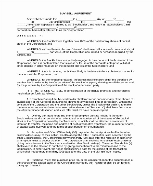 Buyout Agreement Template Elegant Sample Business Agreement form 9 Free Documents In Pdf Doc