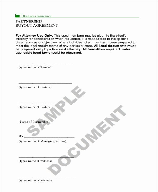 Buyout Agreement Template Fresh 9 Sample Partnership Agreement forms Free Sample