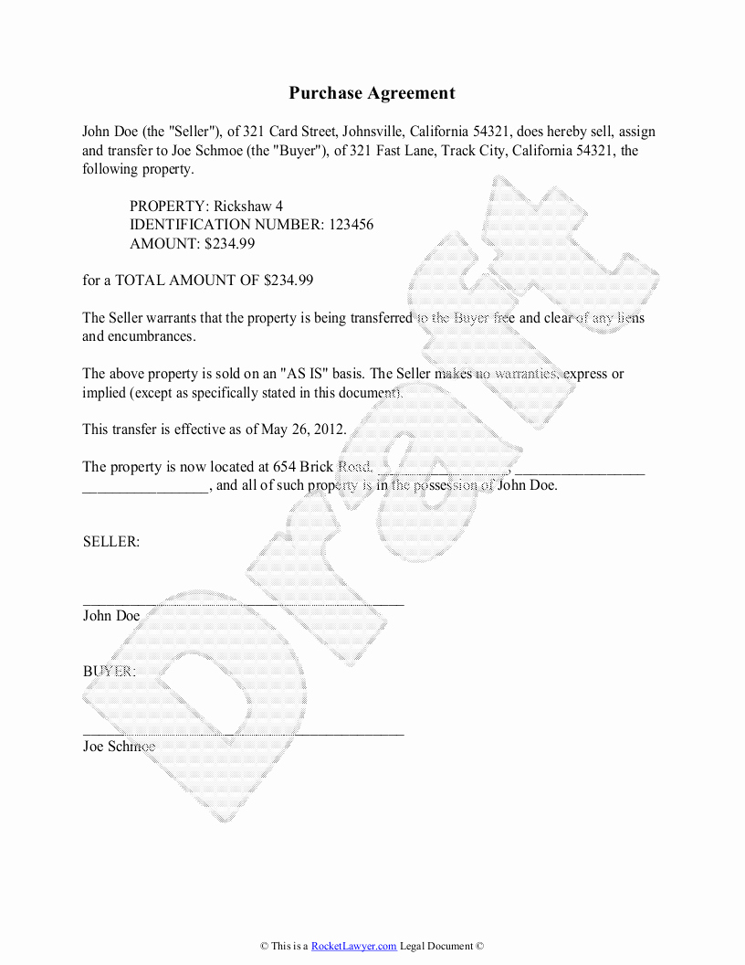 Buyout Agreement Template Lovely Purchase Agreement Template Free Purchase Agreement