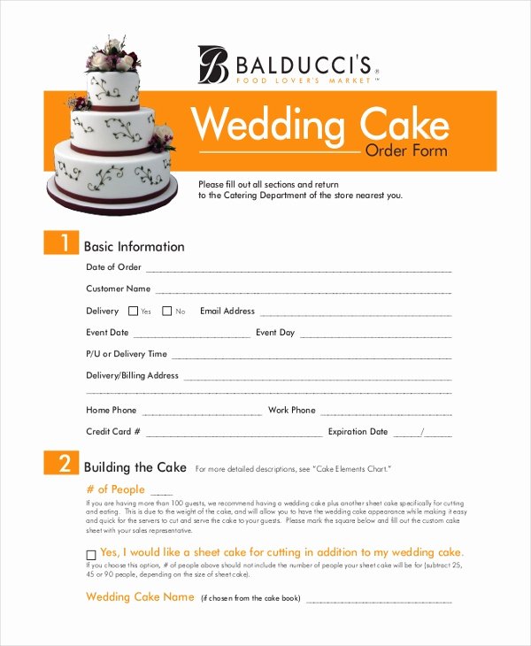 Cake Contract Template Awesome Sample Cake order form 10 Free Documents In Word Pdf