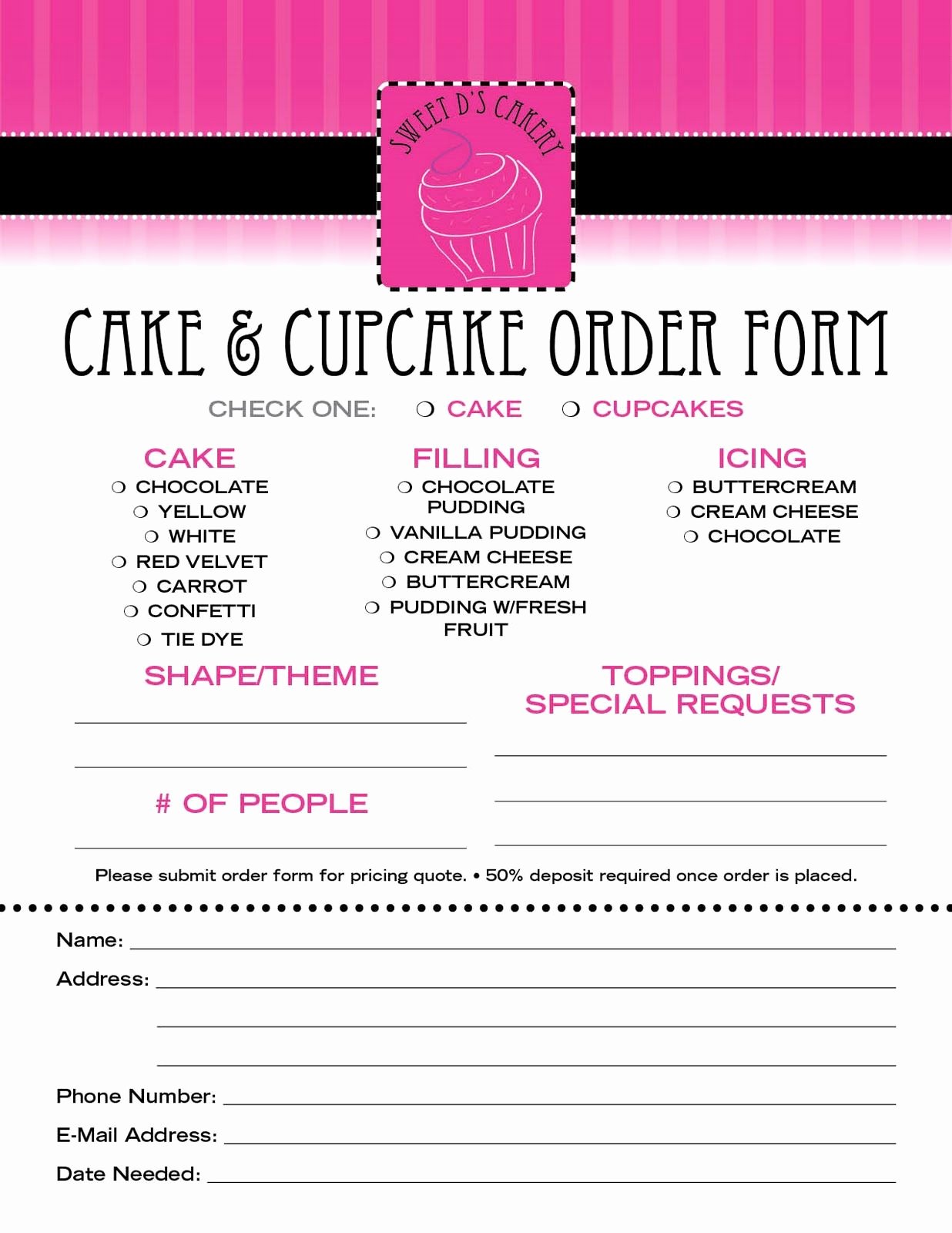 Cake Contract Template Elegant Pin by Tiffany Phillips On Cake order forms In 2018