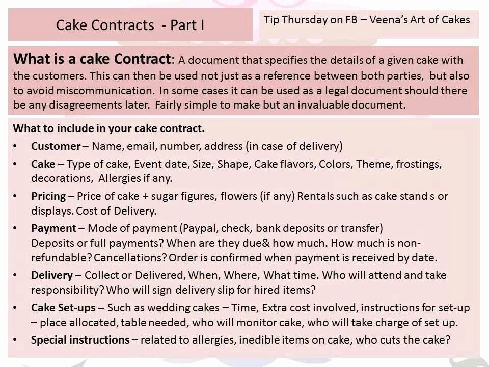 Cake Contract Template New Cake Contracts Part 2 Cake Decorating