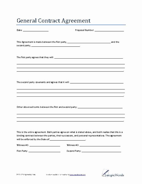 Cake Contract Template Unique General Contract Agreement Template Business Contract