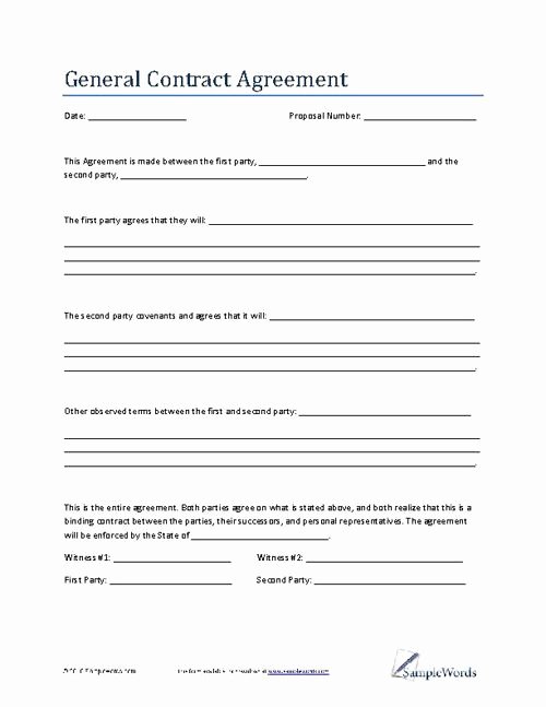 Cake Contract Template Unique General Contract Agreement Template Business Contract