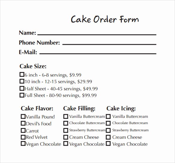 Cake order form Template Best Of Sample Cake order form Template 13 Free Documents