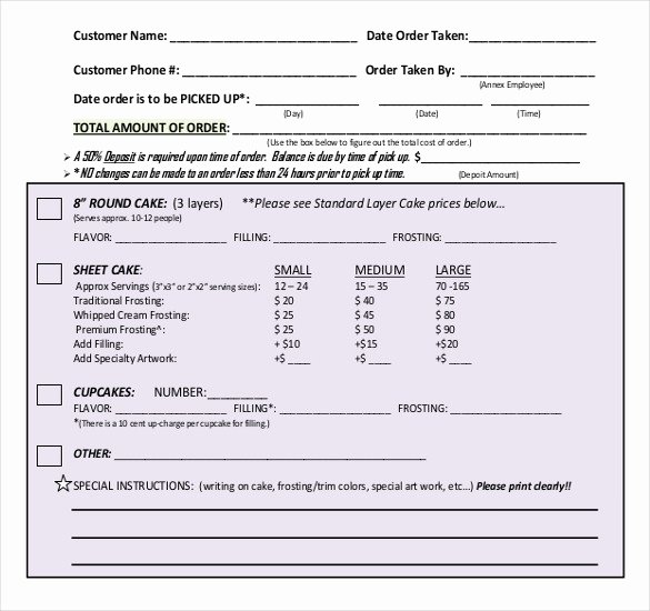 Cake order form Template Fresh 16 Bakery order Templates Google Docs Pages