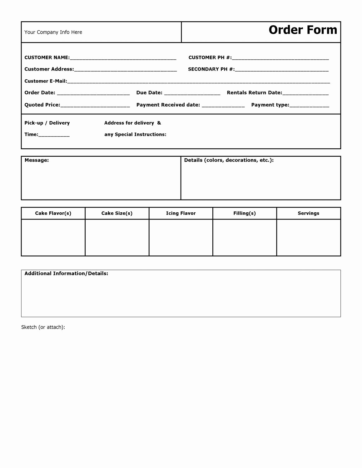 Cake order form Template Fresh Cake order form Jpg