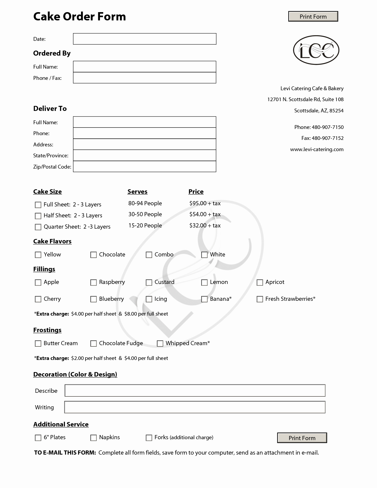 Cake order form Template Fresh Cake order forms On Pinterest