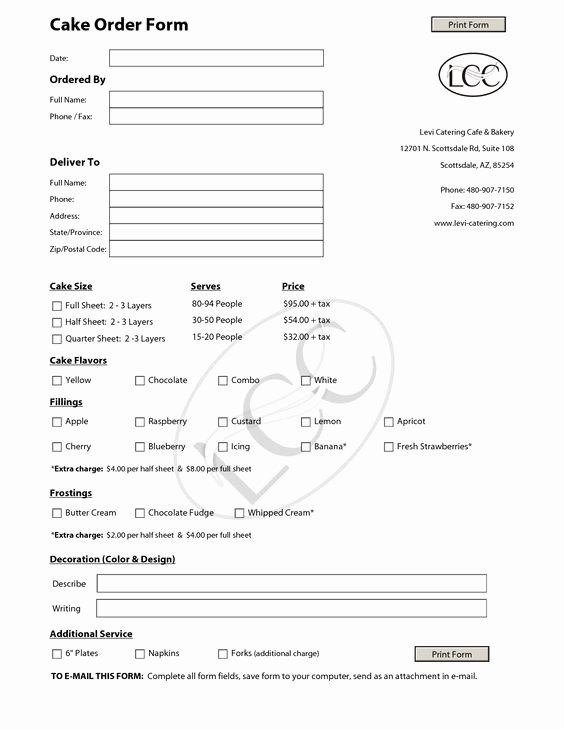 Cake order form Template Fresh Cake order forms Templates Google Search