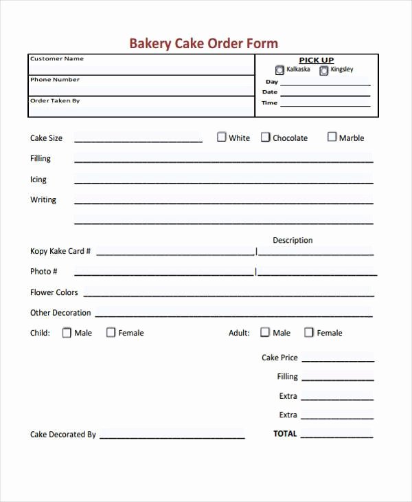 Cake order form Template Fresh Simple order forms