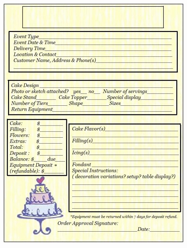 Cake order form Template Inspirational Cake order Contract
