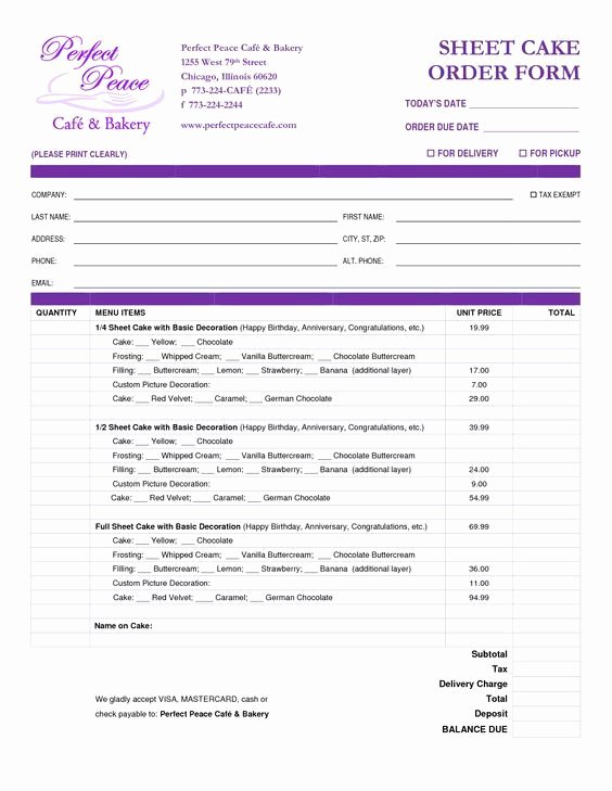 Cake order form Template New Cake order form Template Free Google Search