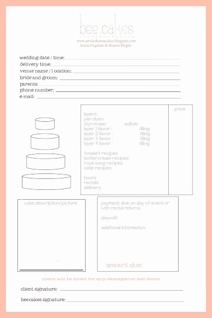 Cake order form Template Unique Cake Invoice Cake Ideas and Designs